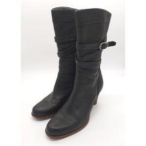 Ugg Black Mid-Shaft Strapped Heeled Boots Sz 9.5